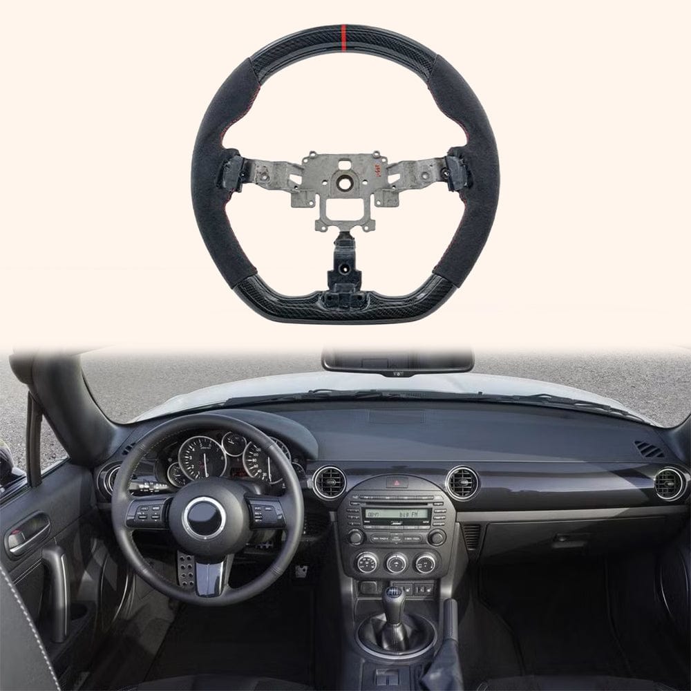For Mazda MX-5 MX5 NC2 09-14 Carbon D Style Steering Wheel Replacement Kazento Carbon Parts Carbon Fiber MX5NC-STEERING-D-CF