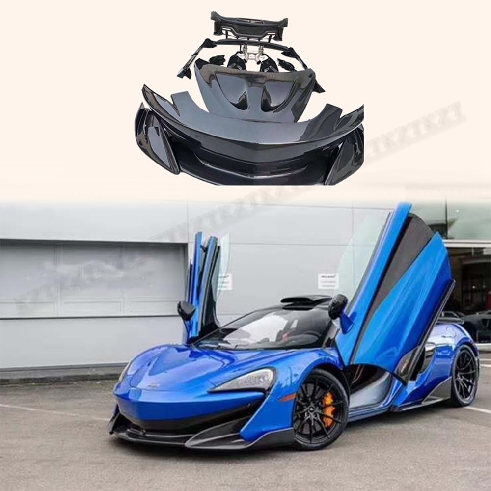 For Mclaren 570S Partial Carbon Fiber 600LT Style Body Kit 10pc Front Rear Bumper Side Skirts Rear Spoiler Kits