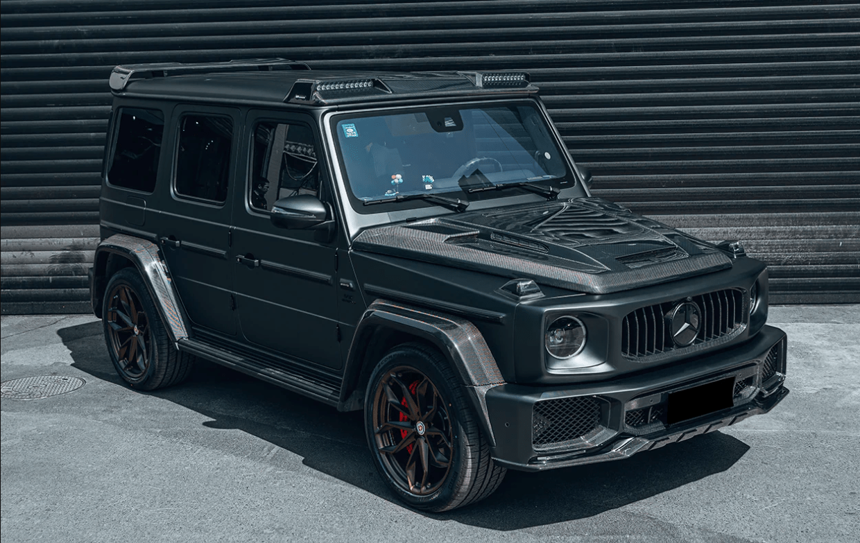 For Mercedes Benz W464 G-Class G500 G63 19-23 Carbon Front Roof Spoiler W/LED Kazento Carbon Parts Carbon Fiber W464-FRL-BS-CF