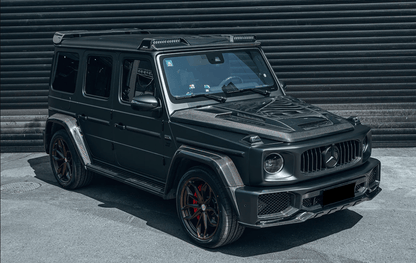 For Mercedes Benz W464 G-Class G500 G63 19-23 Carbon Front Roof Spoiler W/LED Kazento Carbon Parts Carbon Fiber W464-FRL-BS-CF