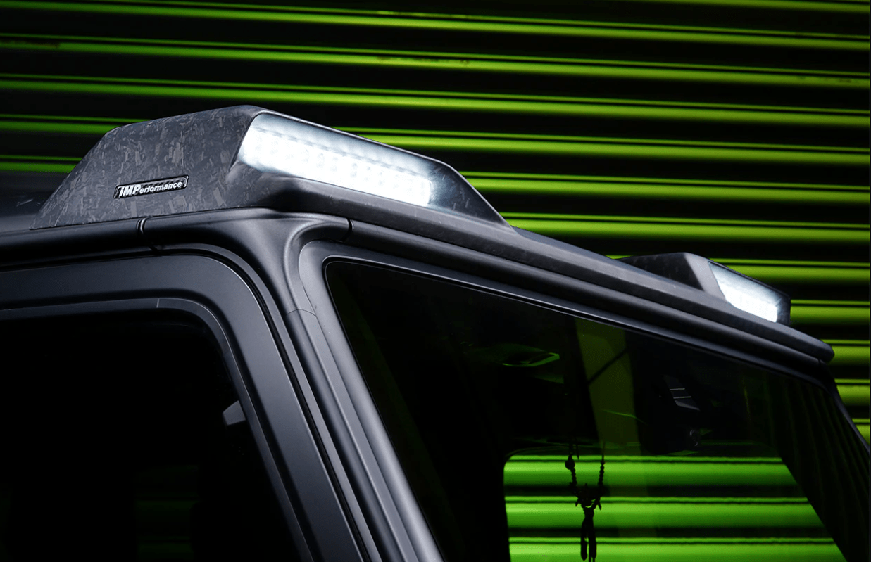 For Mercedes Benz W464 G-Class G500 G63 19-23 Carbon Front Roof Spoiler W/LED Kazento Carbon Parts Carbon Fiber W464-FRL-BS-CF