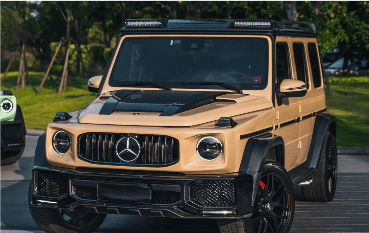 For Mercedes Benz W464 G-Class G500 G63 19-23 Carbon Front Roof Spoiler W/LED Kazento Carbon Parts Carbon Fiber W464-FRL-BS-CF