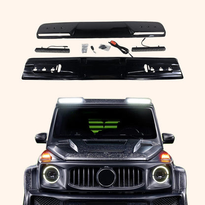 For Mercedes Benz W464 G-Class G500 G63 19-23 Carbon Front Roof Spoiler W/LED Kazento Carbon Parts Carbon Fiber W464-FRL-BS-CF