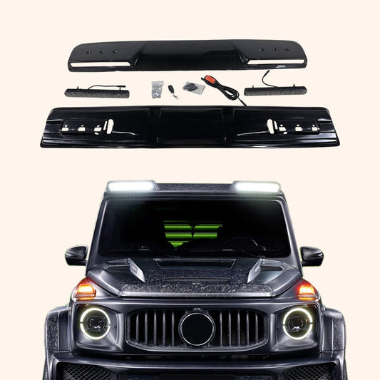For Mercedes Benz W464 G-Class G500 G63 19-23 Carbon Front Roof Spoiler W/LED