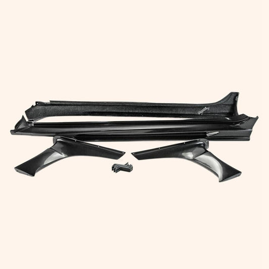 For Mitsubishi Evo 10 Vrsv2 Wide Style Side Skirts With Add On 4Pcs Rocker Panels Side Part Fiber Glass Body Kit Replacement Kazento Carbon Parts 车身侧板 EVO10-SS-VA2-FRP