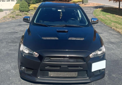 For Mitsubishi X EVO 10 CZ4A V2 Style Front Vented Hood 2007-2016