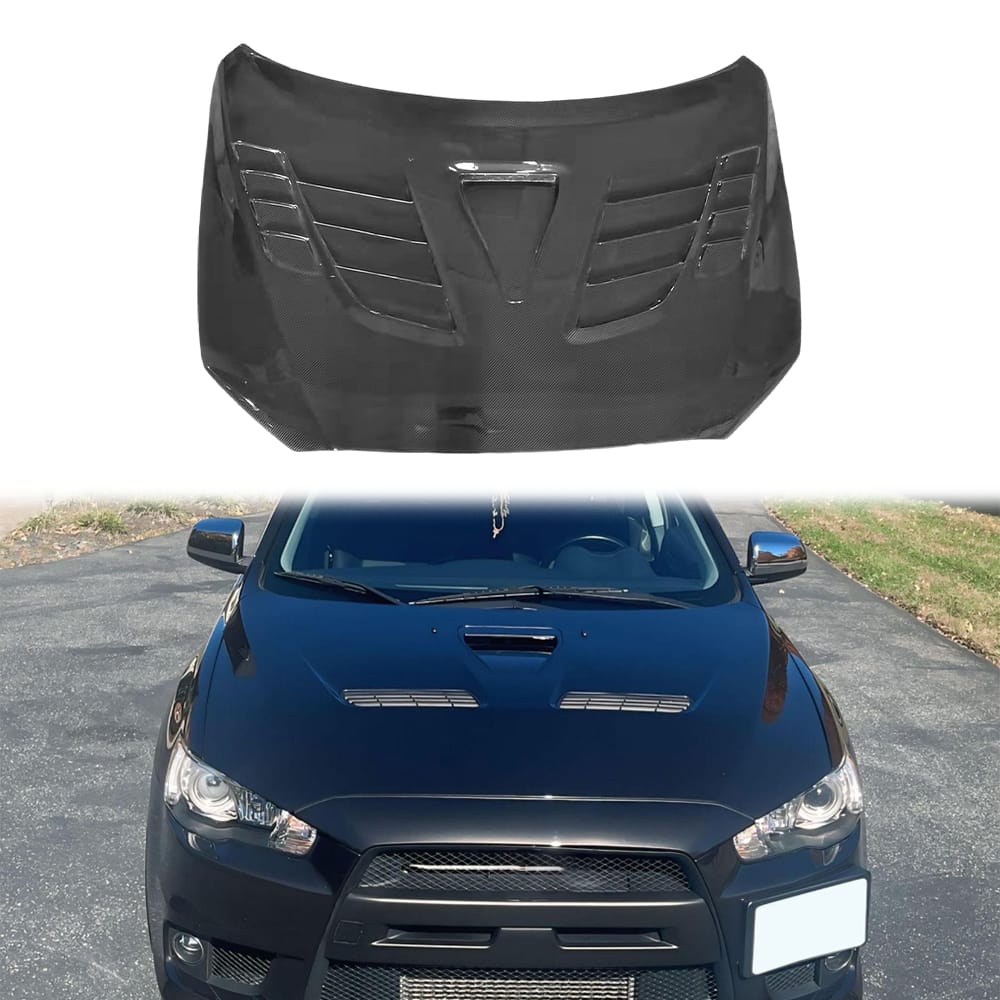 For Mitsubishi X EVO 10 CZ4A V2 Style Front Vented Hood 2007-2016