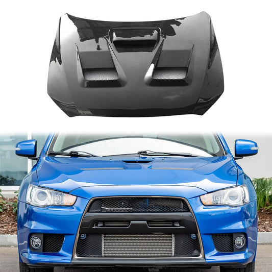 For Mitsubishi X EVO 10 CZ4A V4 Style Front Vented Hood 2007-2016