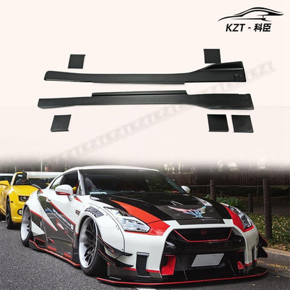 For Nissan Gtr R35 Cba Dba Lbv2 Style Side Skirts With 6Pcs Panels Rocker Panels Side Part Fiber Glass Body Kit Replacement\