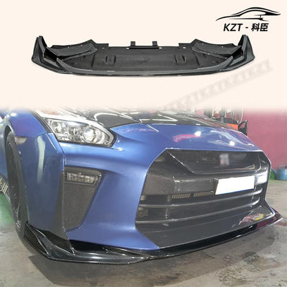 For Nissan My17 R35 Gtr Ts Style Front Diffuser Bumper Lip(Only Use With Ts Style Front Bumper) Chin Splitter Spoiler Carbon Fiber Body Kits Kazento Carbon Parts 车身侧板 R35-FL-TS-17-CF