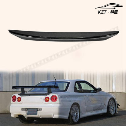 For Nissan R34 Gtr Gtt Mi Style Rear Spoiler Fiber Glass Universal Wing For Car Vehicle Black Body Parts Kits Kazento Carbon Parts 车身侧板 R34-RS-MI-YA-FRP
