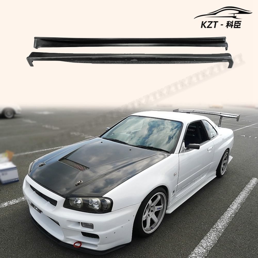 For Nissan Skyline R34 Gtr Hsm Type Side Skirt Extension Rocker Panels Side Part Fiber Glass Body Kit Replacement Kazento Carbon Parts 车身侧板 R34-SSX-HSM-FRP