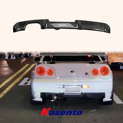 For Nissan Skyline R34 Gtr Oem Rear Bumper Diffuser Add On Carbon Fiber Kazento Carbon Parts 车身侧板 R34-DIF-OE-CF