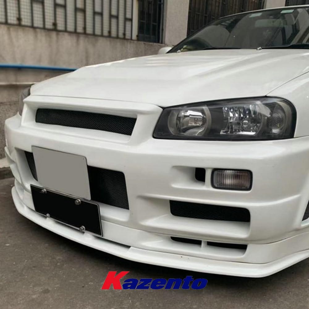 For Nissan Skyline R34 Gtr Oem Standard Front Bumper Middle Lip Chin Splitter Spoiler Fiber Glass Body Kits Kazento Carbon Parts 车身侧板 R34-FL-OE-MIDDLE-FRP