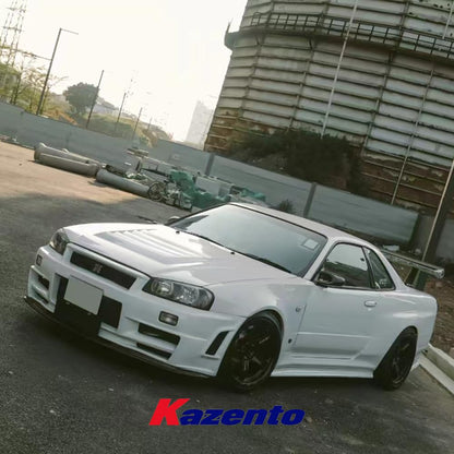 For Nissan Skyline R34 Gtr Oem Standard Front Bumper Middle Lip Chin Splitter Spoiler Fiber Glass Body Kits Kazento Carbon Parts 车身侧板 R34-FL-OE-MIDDLE-FRP