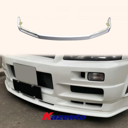 For Nissan Skyline R34 Gtr Oem Standard Front Bumper Middle Lip Chin Splitter Spoiler Fiber Glass Body Kits Kazento Carbon Parts 车身侧板 R34-FL-OE-MIDDLE-FRP