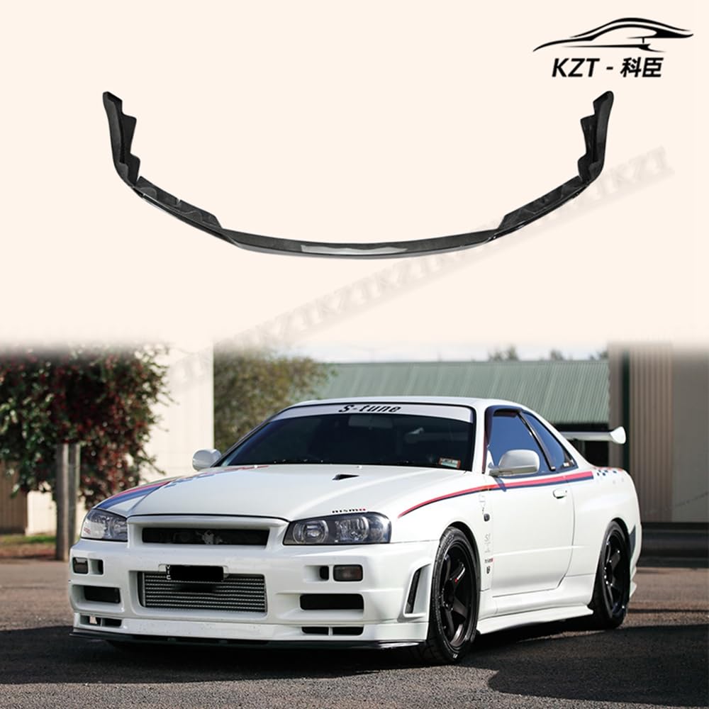 For Nissan Skyline R34Gtr Nis Front Bumper Lip Chin Splitter Spoiler Carbon Fiber Body Kits Kazento Carbon Parts 车身侧板 R34-FL-NIS-GTR-CF