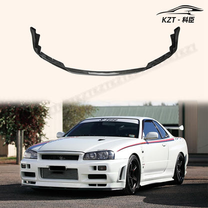 For Nissan Skyline R34Gtr Nis Front Bumper Lip Chin Splitter Spoiler Carbon Fiber Body Kits Kazento Carbon Parts 车身侧板 R34-FL-NIS-GTR-CF