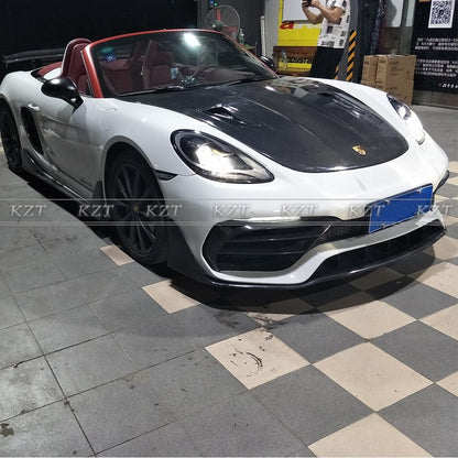 For Porsche 718 Body Kits DP Style Partial Carbon Fiber (Front Lip+Hood Carbon) Kazento Carbon Parts 车身侧板 718-BODY-DP-PCF