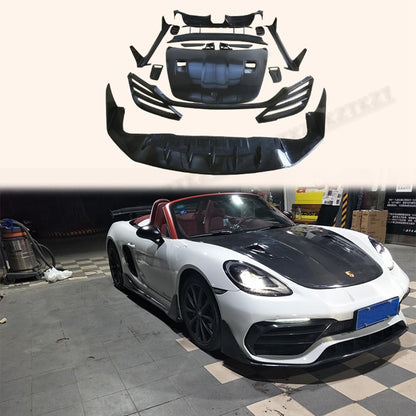 For Porsche 718 Body Kits DP Style Partial Carbon Fiber (Front Lip+Hood Carbon) Kazento Carbon Parts 车身侧板 718-BODY-DP-PCF