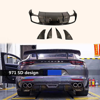For Porsche 971 Panamera D Style Rear Diffuser Carbon Fiber Kazento Carbon Parts 车身侧板 971-DIF-SD-CF