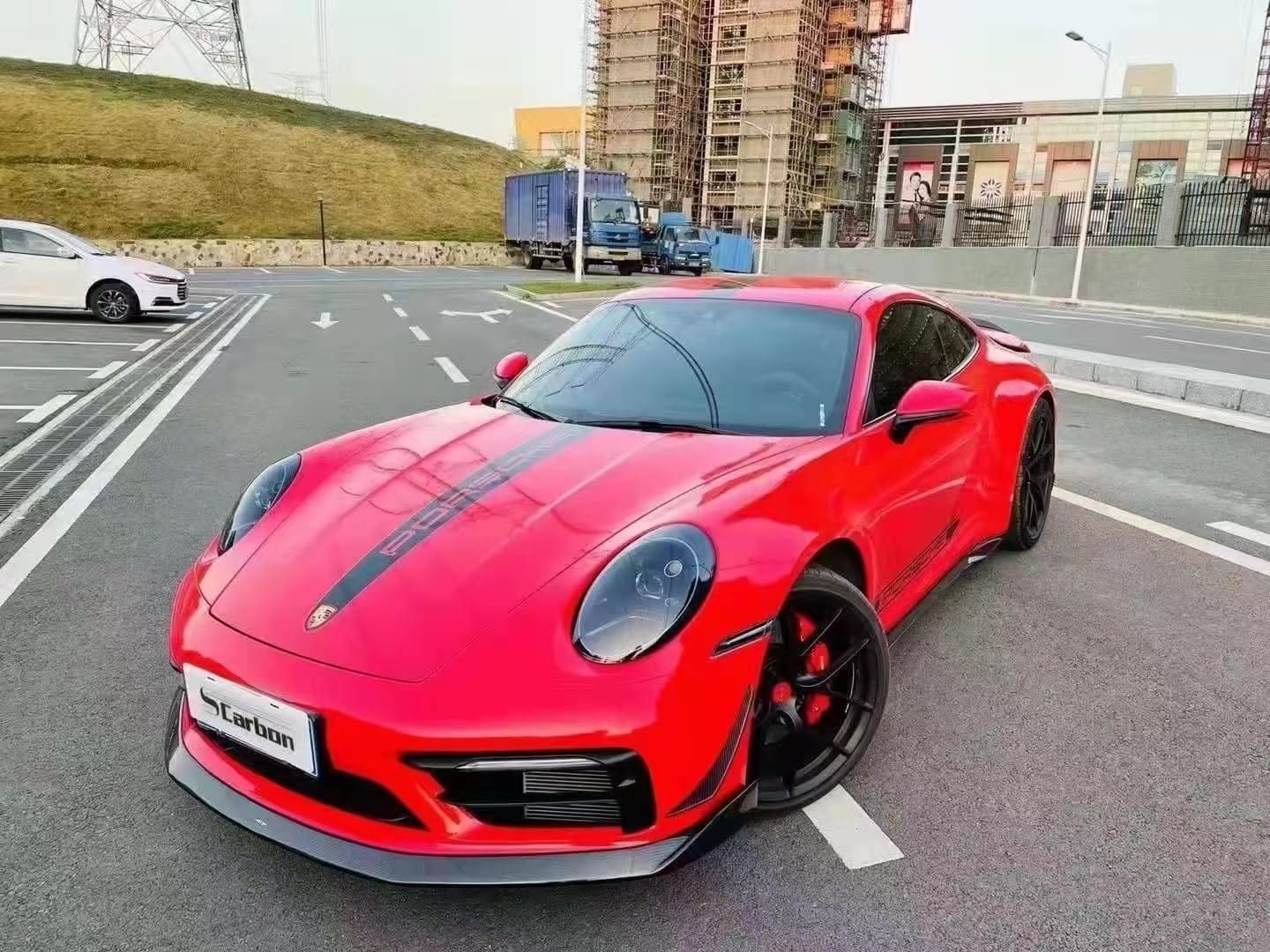 For Porsche 992 Carrera OC Aero Kits Carbon Lip+diffuser+fender+side skirts