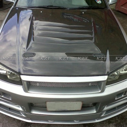 For R34 GTR NIS Style For Nissan Skyline Honeycomb Carbon Fiber Hood Bonnet Kazento Carbon Parts 车身侧板 R34-HOOD-NIS-HCF