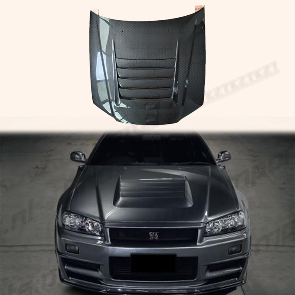 For R34 GTR NIS Style For Nissan Skyline Honeycomb Carbon Fiber Hood Bonnet Kazento Carbon Parts 车身侧板 R34-HOOD-NIS-HCF