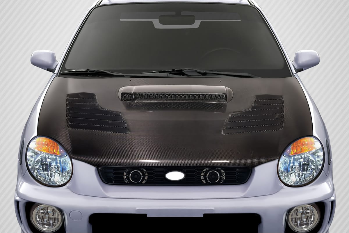 For SUBARU WRX Impreza GDA V2 Style Front Vented Hood 2000-2002