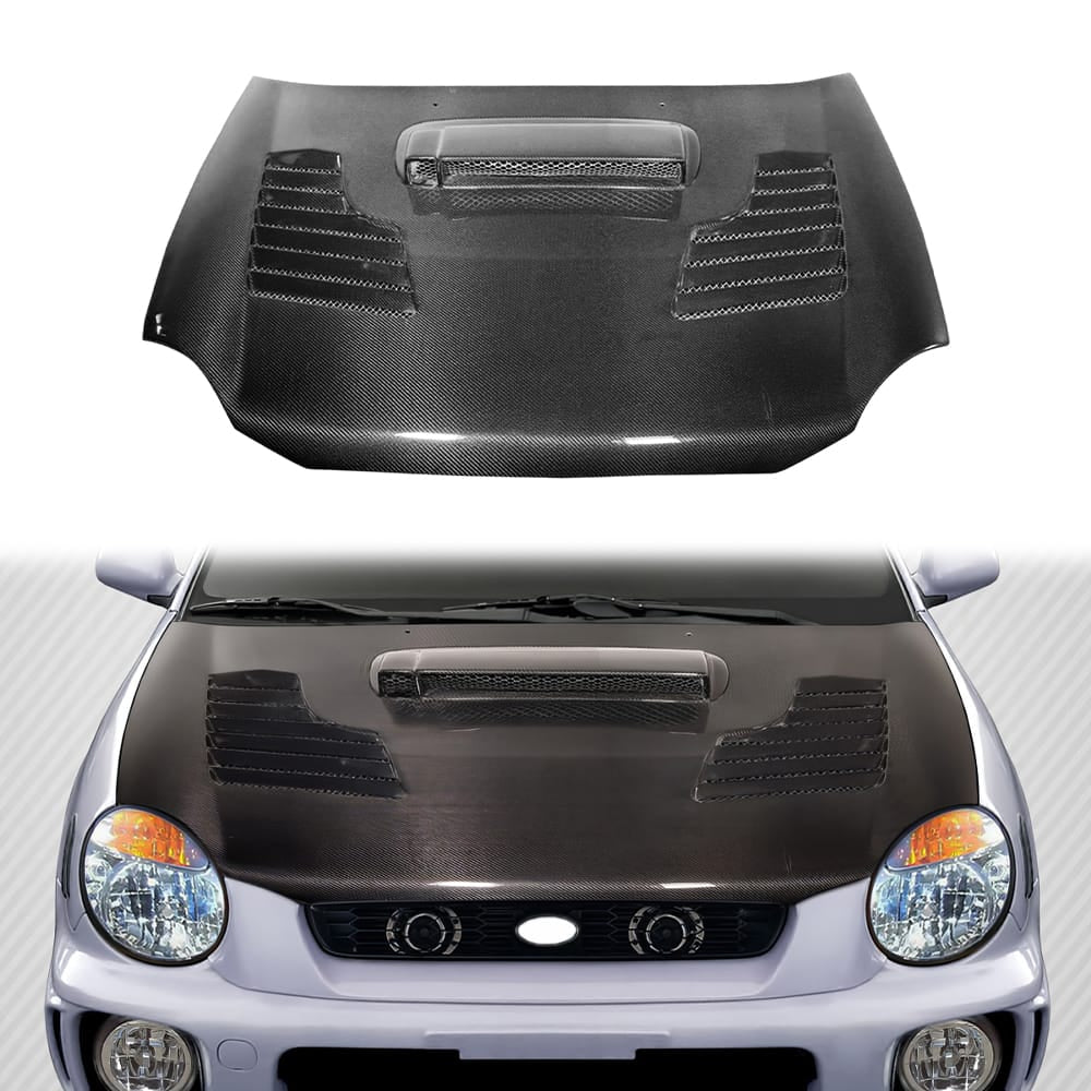 For SUBARU WRX Impreza GDA V2 Style Front Vented Hood 2000-2002
