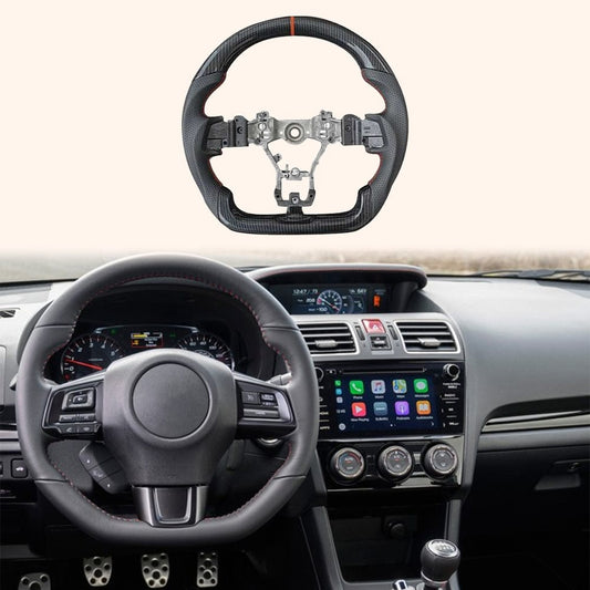 For Subaru WRX STI VA Sedan 2015-21 Carbon D Style Steering Wheel Replacement Kazento Carbon Parts Carbon Fiber VA-STEERING-D-CF