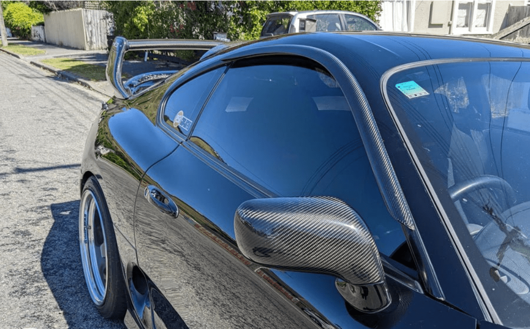For Toyota 93-98 Supra JZA80 KZ Style Carbon Fiber Wind Trim Visor Deflector Kazento Carbon Parts Carbon Fiber SUPRA-DEF-CF