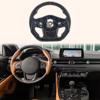 For Toyota GR Supra MK5 A90 A91 19-24 Carbon D Style Steering Wheel Replacement Kazento Carbon Parts Carbon Fiber A90-STEERING-D-CF