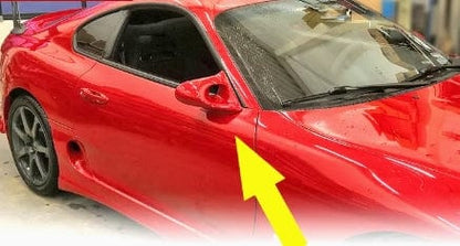 For Toyota Supra JZA80 KZ Style Carbon Aero Mirrors (Left Hand Drive Vehicle) Kazento Carbon Parts Carbon Fiber SUPRA-MC-TI-GND-L-CF