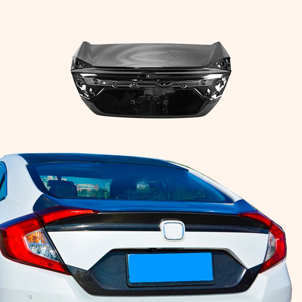 Honda 16-18 10th Civic FC OEM Style Carbon Fiber Rear Trunk Boot Lid Kazento Carbon Parts 车身侧板 Carbon Fiber FC-TRUNK-OE-CF
