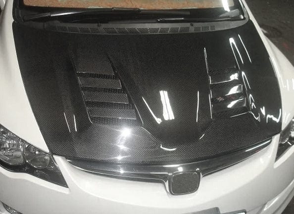 Honda Civic FD2 JS Style Front Vented Cooling Hood Bonnet 2006-2011 Kazento Carbon Parts Bonnets/Hoods