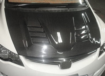 Honda Civic FD2 JS Style Front Vented Cooling Hood Bonnet 2006-2011 Kazento Carbon Parts Bonnets/Hoods