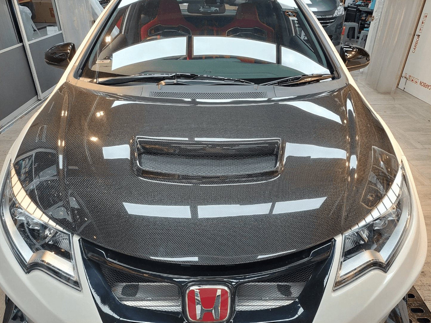 Honda Civic Type R FK2 15-17 Double Carbon WRC Style Front Vented Hood