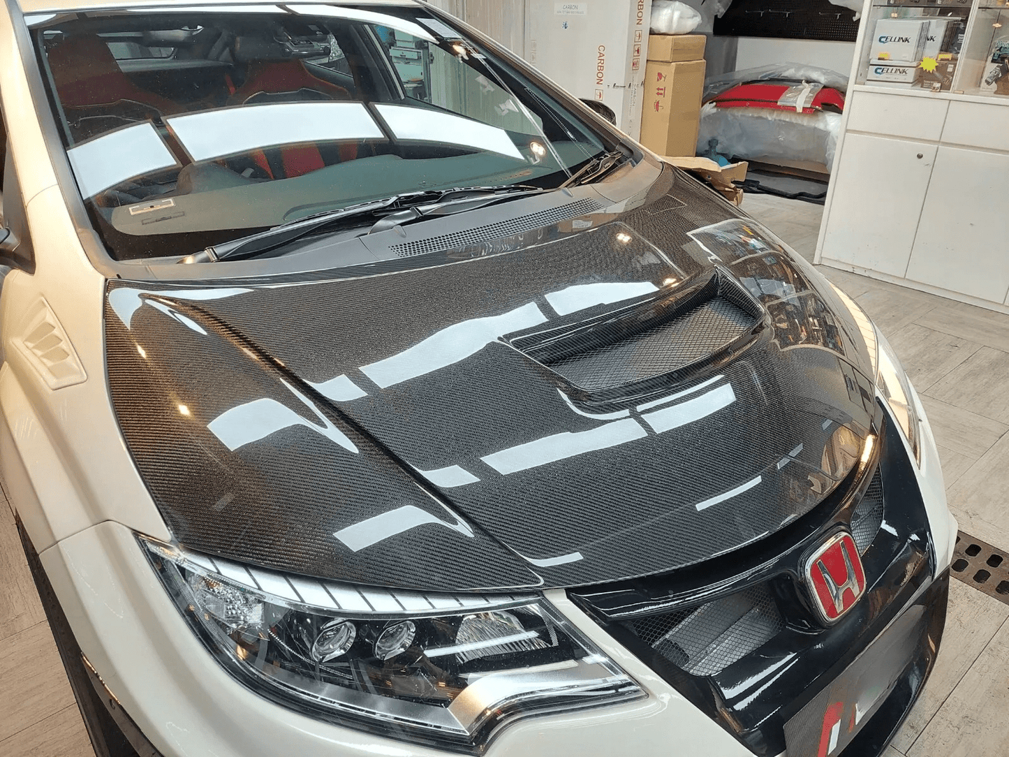 Honda Civic Type R FK2 15-17 Double Carbon WRC Style Front Vented Hood