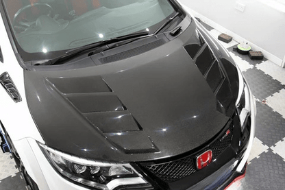 Honda Civic Type-R FK2 15-17 Double Side Carbon Front Vented Hood Kazento Carbon Parts Bonnets/Hoods Carbon Fiber (Double Side Carbon) FK2-HOOD-KZA-2CF
