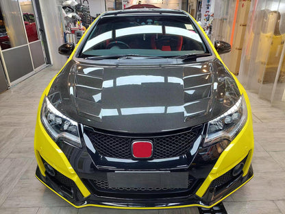 Honda Civic Type-R FK2 15-17 Double Side Carbon Front Vented Hood Kazento Carbon Parts Bonnets/Hoods Carbon Fiber (Double Side Carbon) FK2-HOOD-KZA-2CF