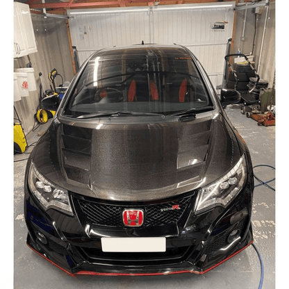 Honda Civic Type-R FK2 15-17 Double Side Carbon Front Vented Hood
