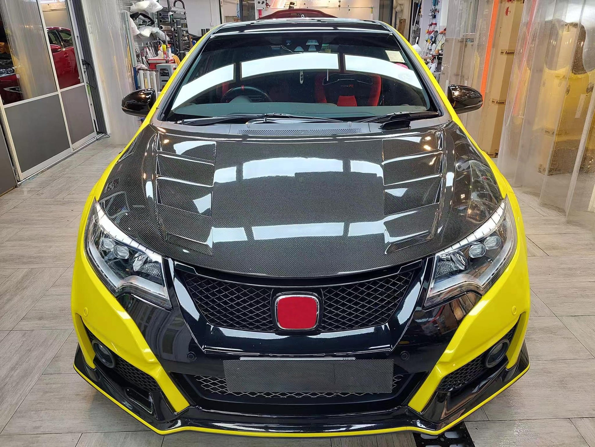 Honda Civic Type-R FK2 15-17 Double Side Carbon Front Vented Hood