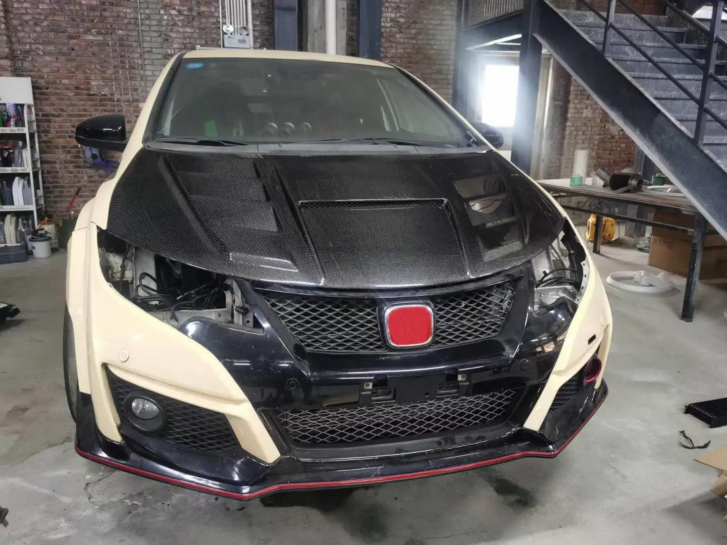 Honda Civic Type R FK2 Hatchback 15-17 Carbon Front Vented Hood Kazento Carbon Parts Bonnets/Hoods Carbon Fiber FK2-HOOD-KZB-CF