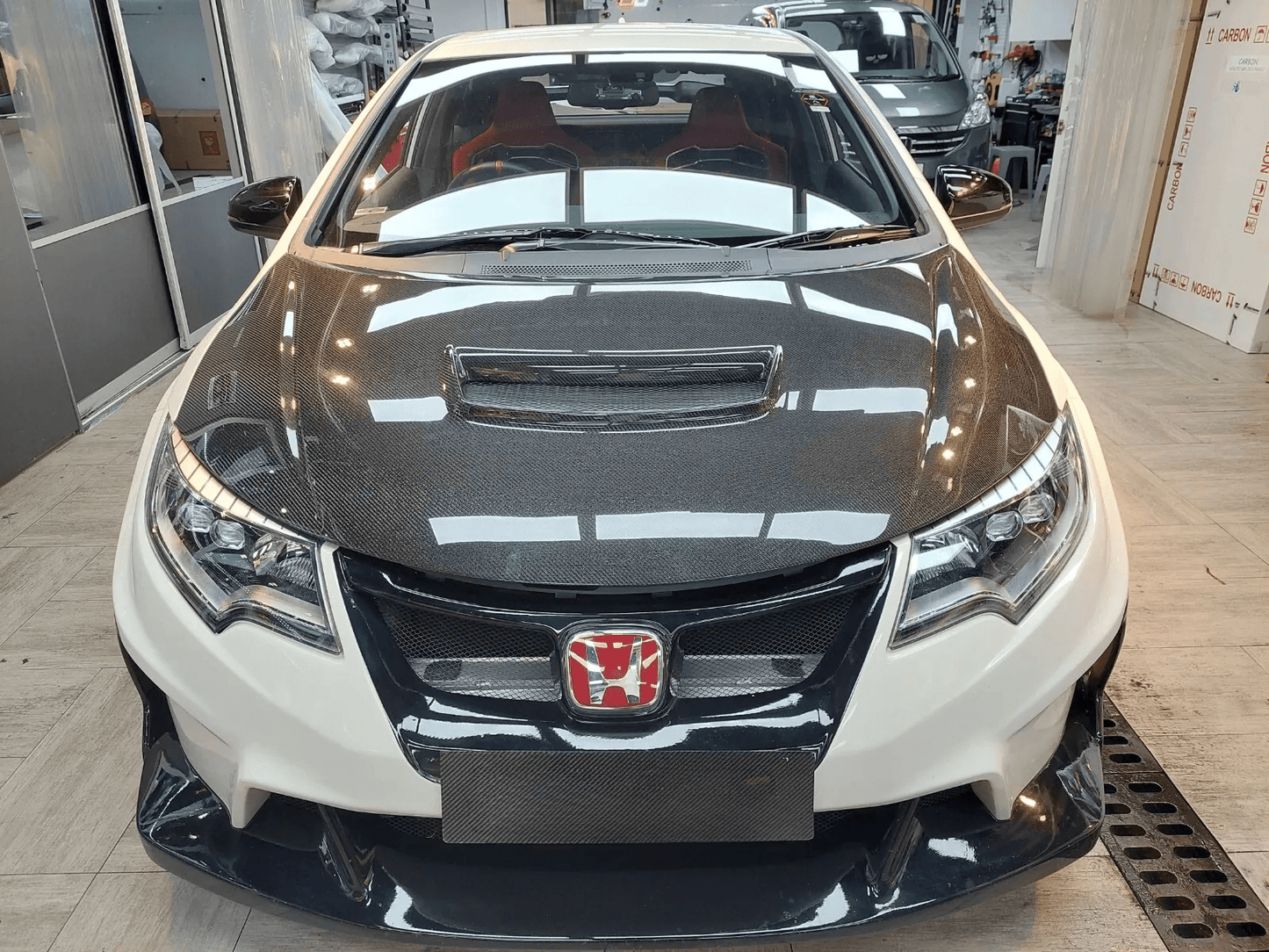 Honda Civic Type R FK2 Hatchback 15-17 Carbon WRC Style Vented Hood Kazento Carbon Parts Bonnets/Hoods Carbon Fiber FK2-HOOD-WRC-CF