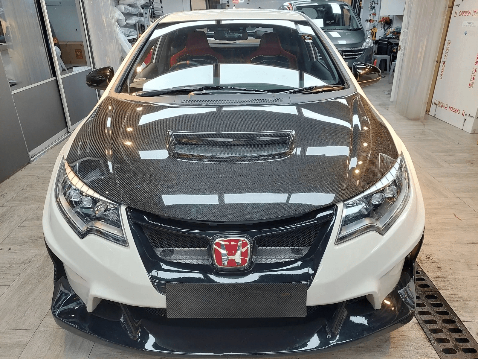 Honda Civic Type R FK2 Hatchback 15-17 Carbon WRC Style Vented Hood