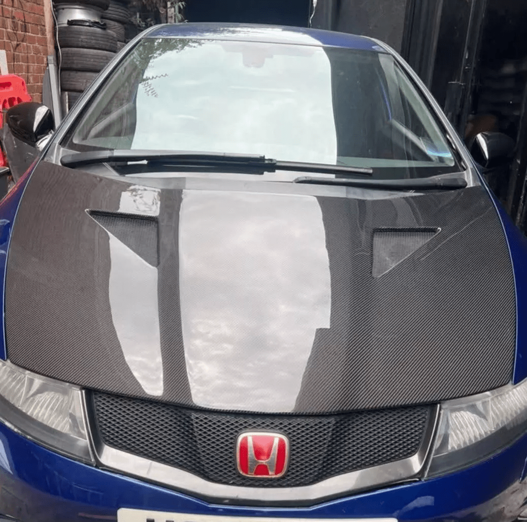 Honda Civic Type R FN2 07-11 MUG Style Carbon Front Hood Bonnet Kazento Carbon Parts Bonnets/Hoods Carbon Fiber FN2-HOOD-MUG-CF