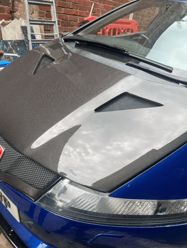 Honda Civic Type R FN2 07-11 MUG Style Carbon Front Hood Bonnet Kazento Carbon Parts Bonnets/Hoods Carbon Fiber FN2-HOOD-MUG-CF