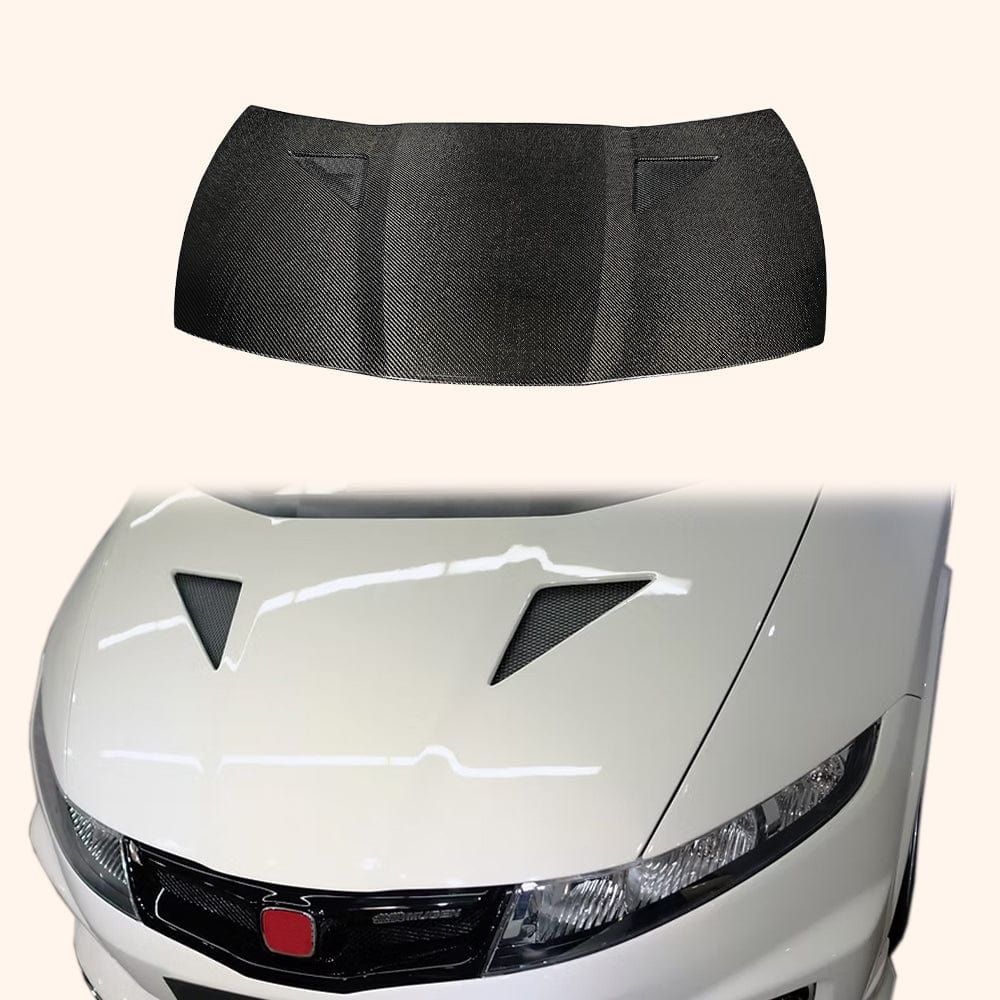 Honda Civic Type R FN2 07-11 MUG Style Carbon Front Hood Bonnet Kazento Carbon Parts Bonnets/Hoods Carbon Fiber FN2-HOOD-MUG-CF