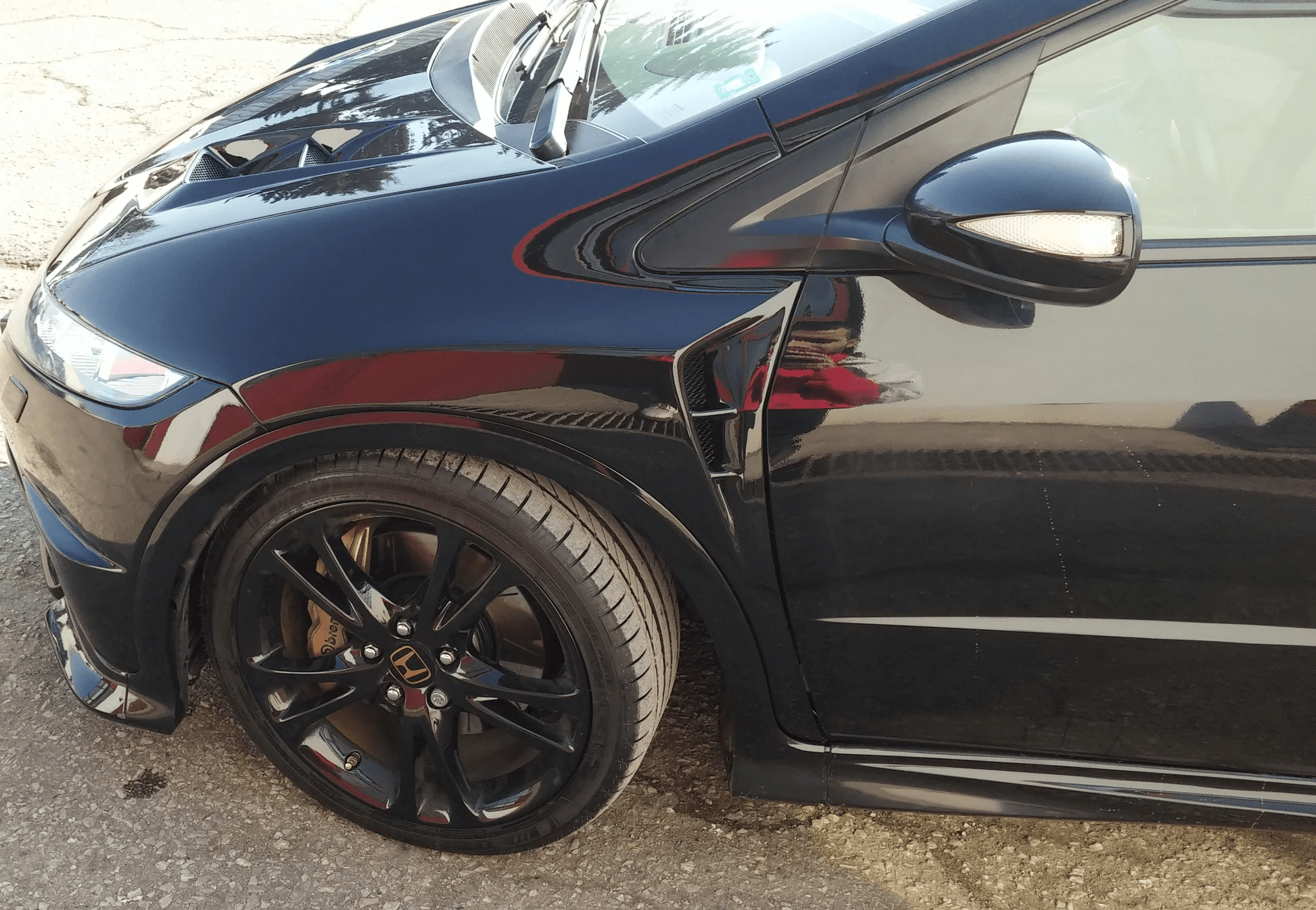 Honda Civic Type R FN2 07-11 MUG Style Fiberglass Front Fender Pair Kazento Carbon Parts Fiber Glass (Unpaint) FN2-FF-MU-FRP